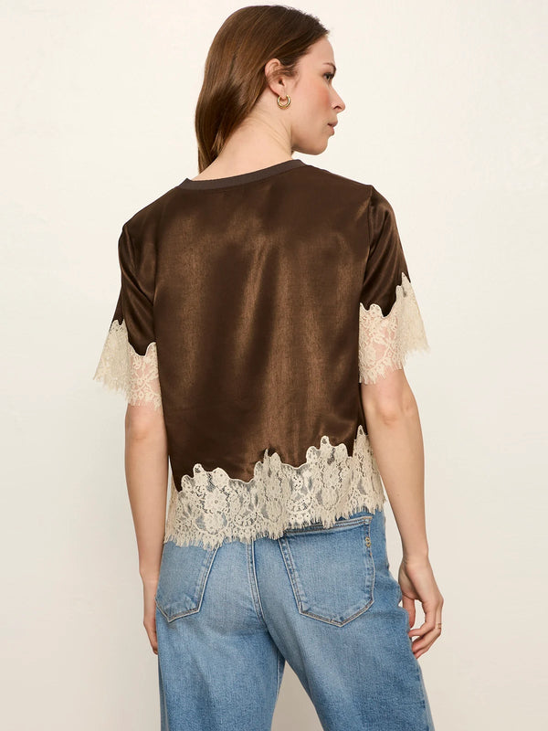 One of a Kind Satin Lace Top