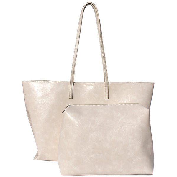 Two in One Tote Bag with Pouch I Cream