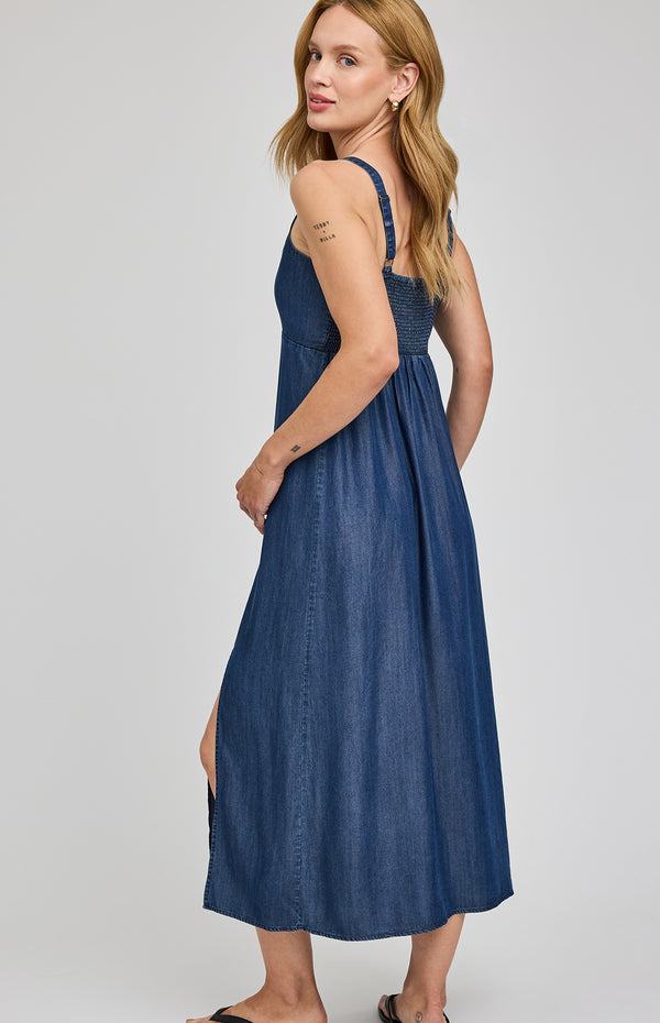 Renata Chambray Midi Dress I Dark Blue