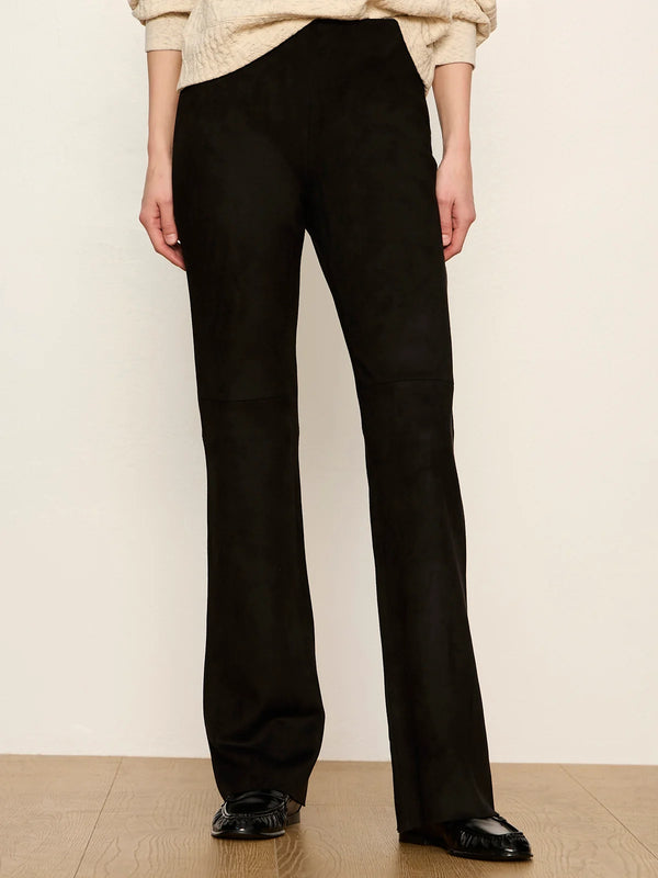 Sashay Flared Faux Suede Legging I Black