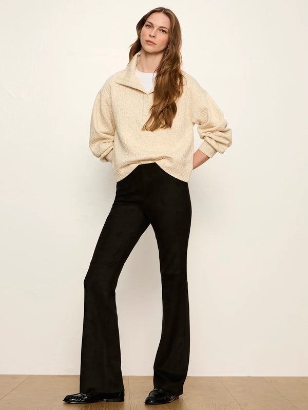 Sashay Flared Faux Suede Legging I Black