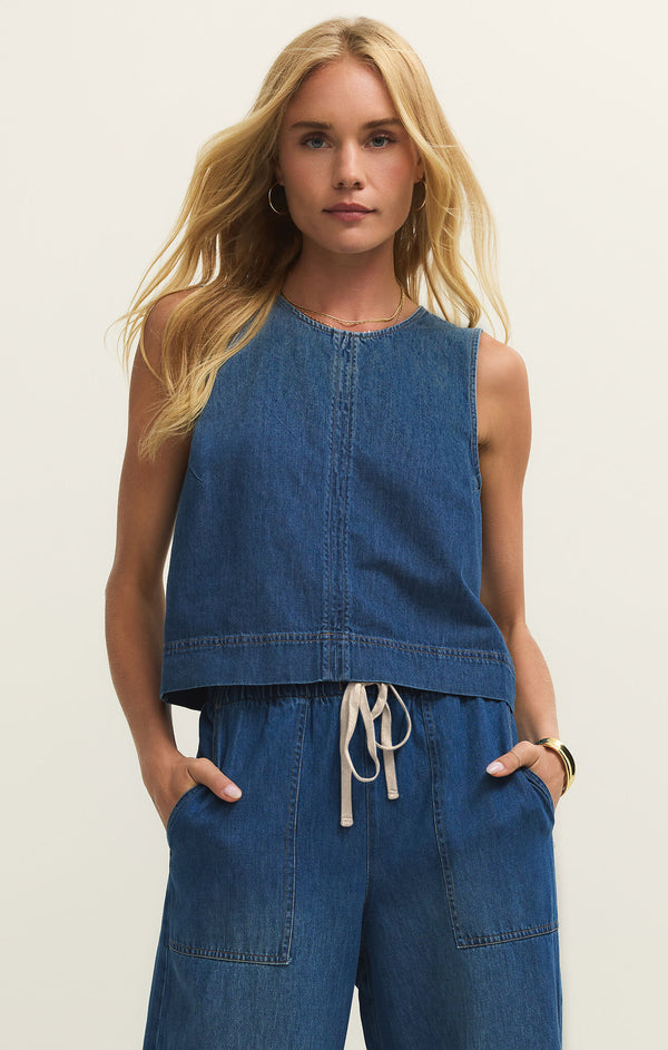Sun Seeker Denim Tank I Deep Water