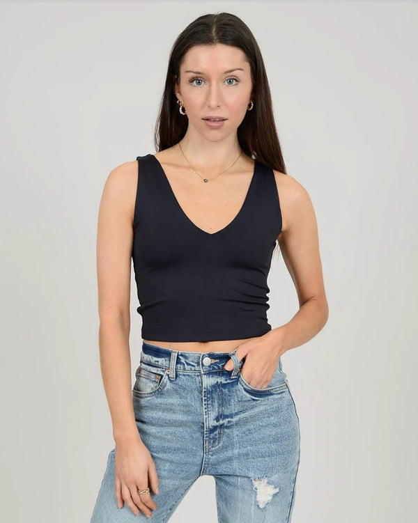 Valentina V Neck Tank I Black