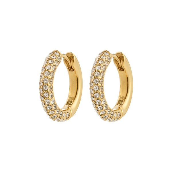 Tatum Medium Crystal Hoop Earrings I Gold Plated