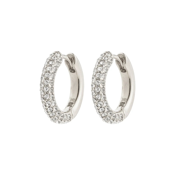 Tatum Medium Crystal Hoop Earrings I Silver Plated