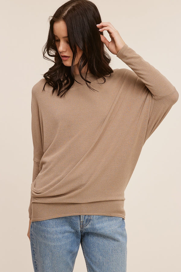 Essential Long Sleeve Dolman Pullover I Taupe