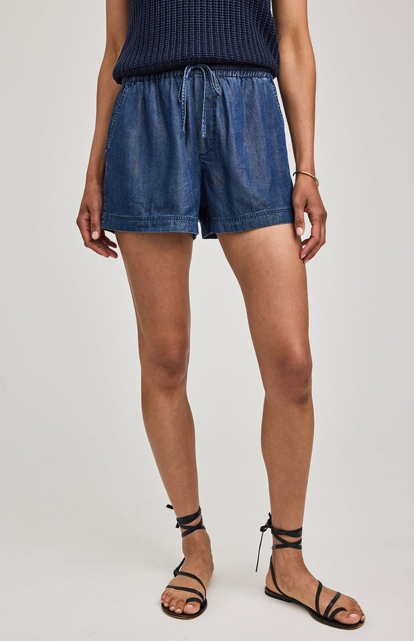 Tessa Chambray Shorts I Dark Blue