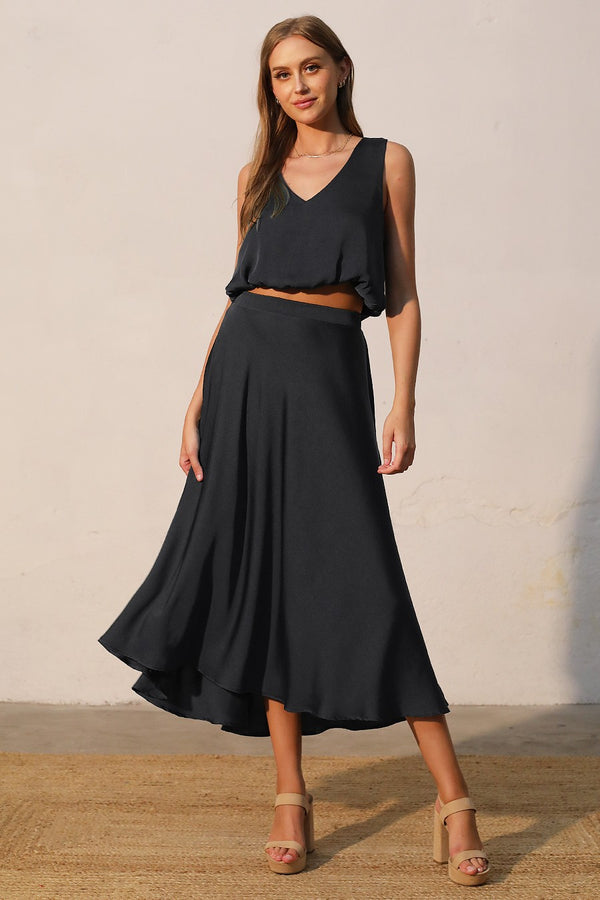 Satin Bubble top I Black
