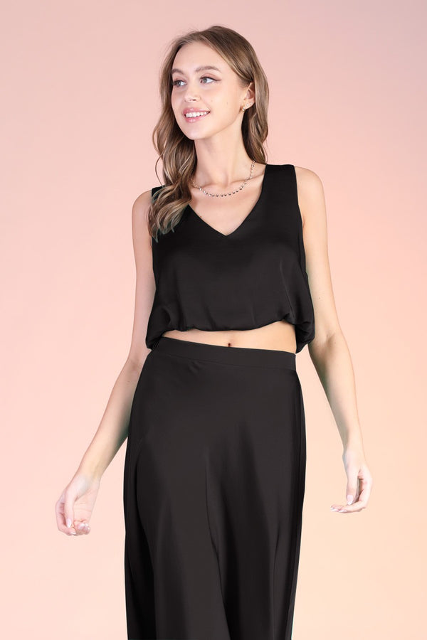 Satin Bubble top I Black