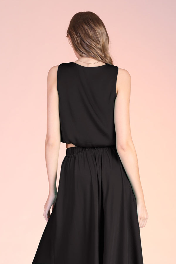 Satin Bubble top I Black