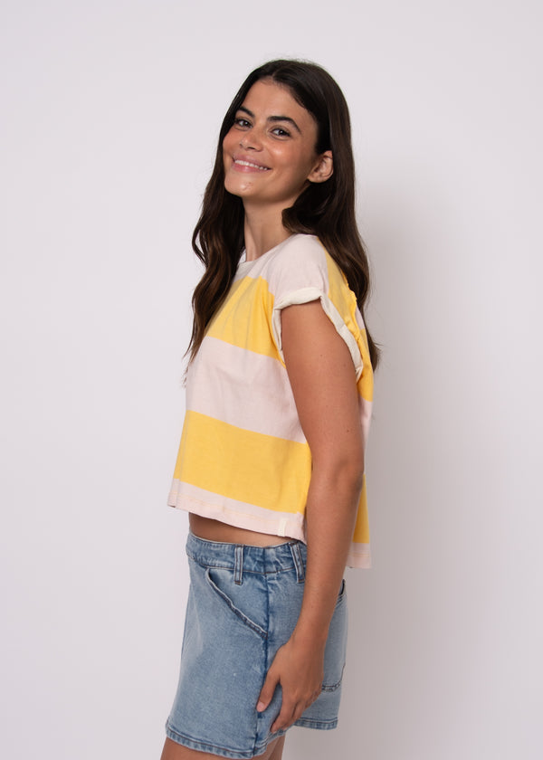 Harper Rolled Sleeve Crew Neck Tee