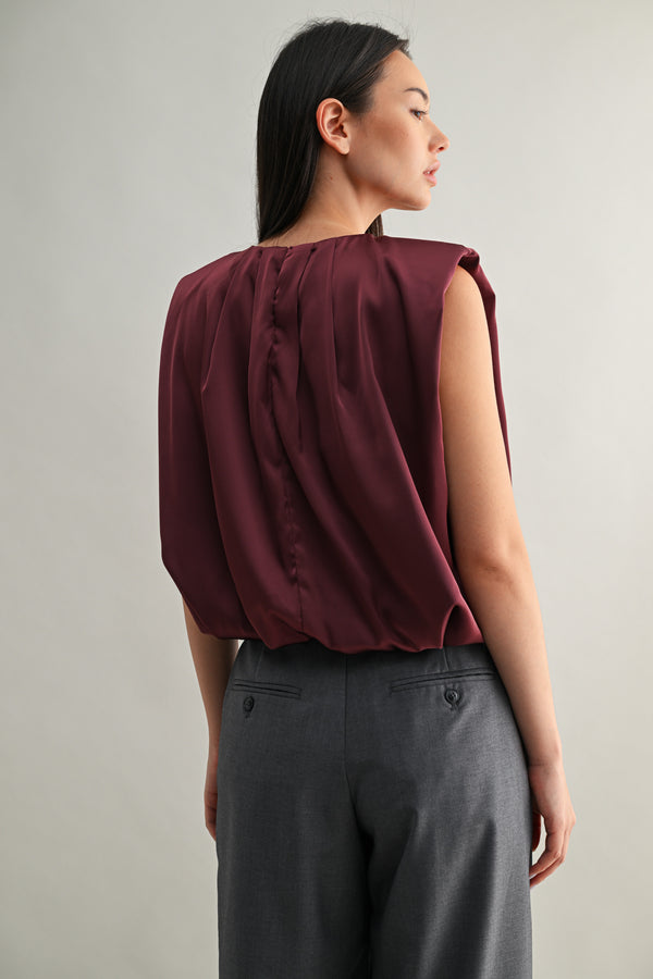 Shawna Shoulder Pad Top I Wine