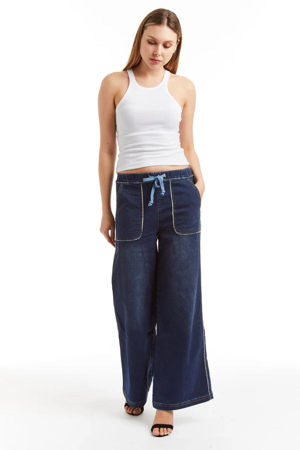 Lara Mid Rise Lounge Jeans I Dark Rinse