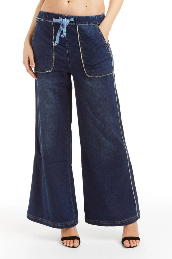 Lara Mid Rise Lounge Jeans I Dark Rinse