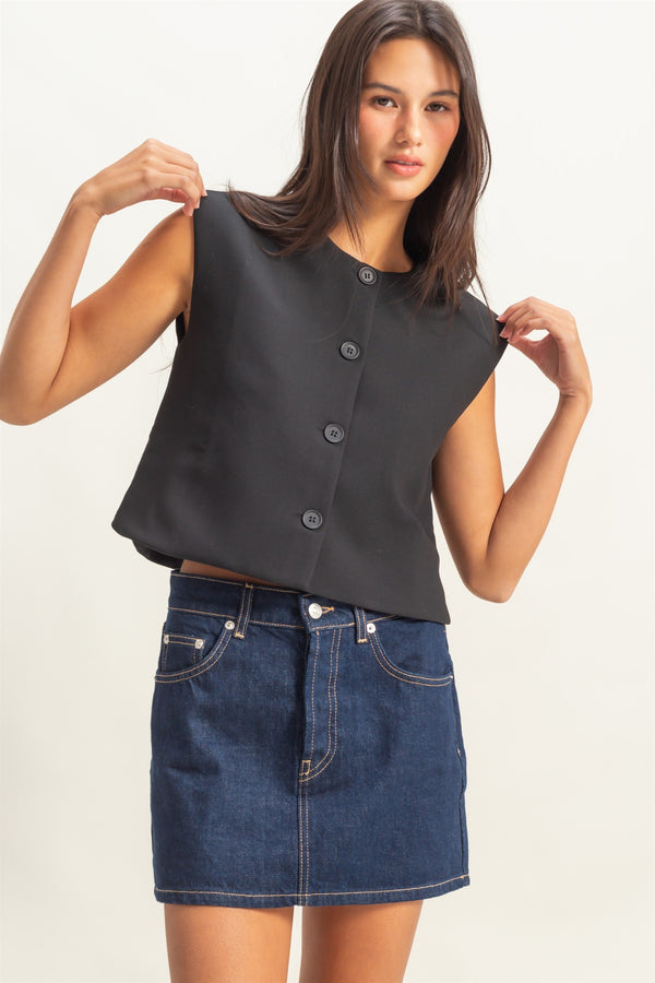 Woven Vest I Black