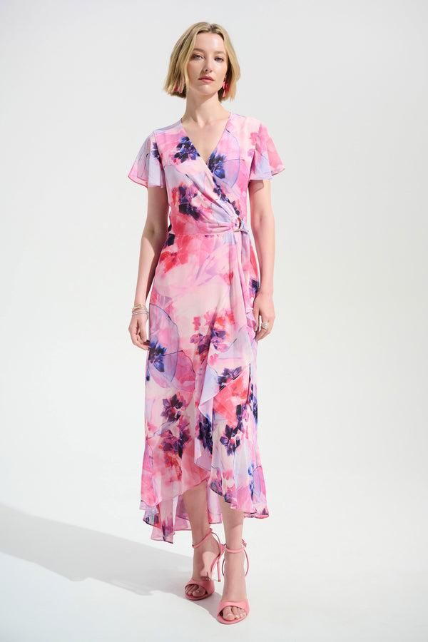 Chelsea Chiffon Wrap Dress I Pink Floral