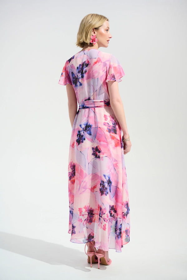 Chelsea Chiffon Wrap Dress I Pink Floral