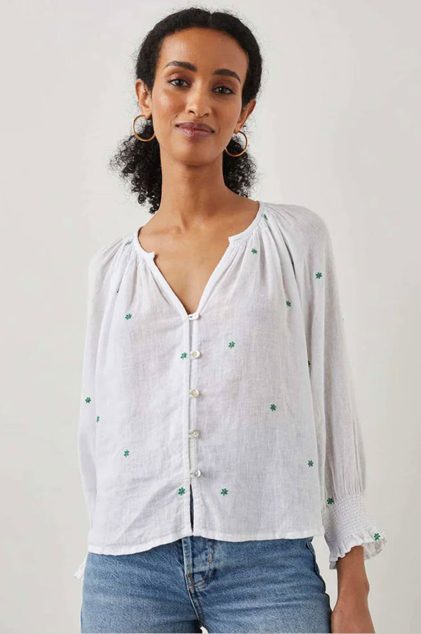 Mariah shirt | Green Daisy Embroidery