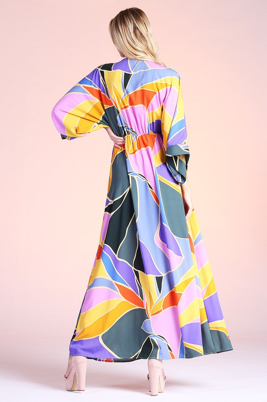 Technicolour Kimono Maxi | Blue