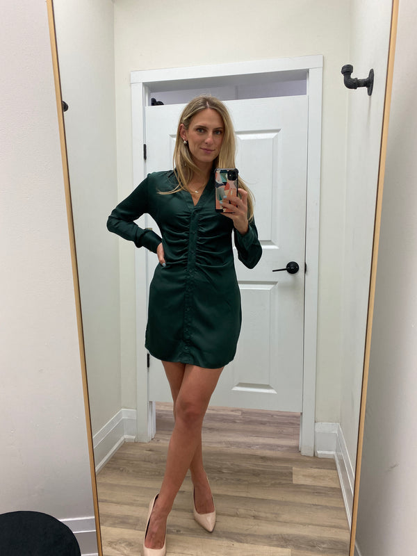 Riley Satin Dress | Vine Green