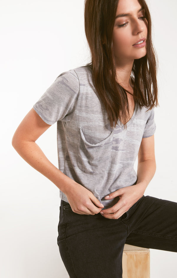 CLASSIC SKIMMER CROP TEE | Grey Camo
