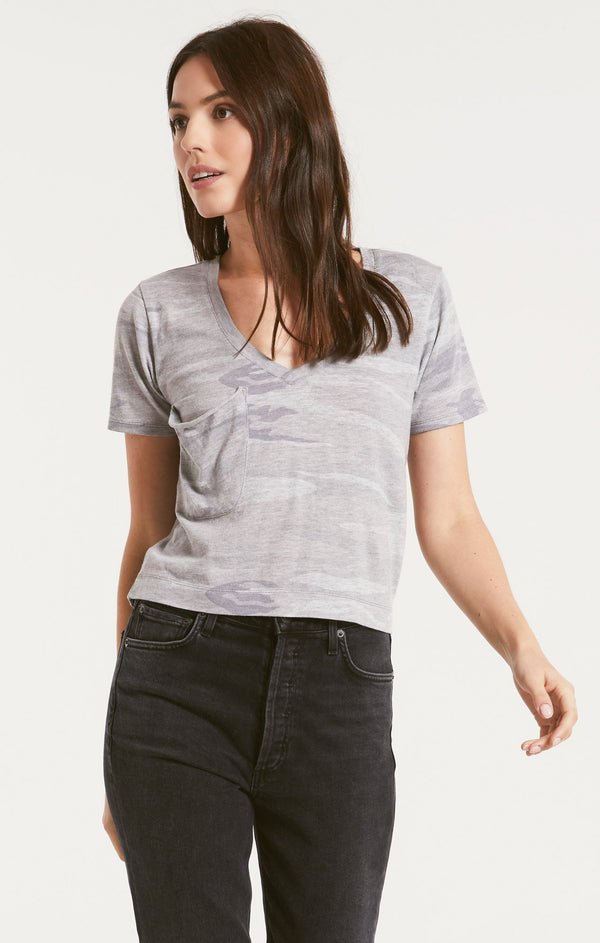 CLASSIC SKIMMER CROP TEE | Grey Camo