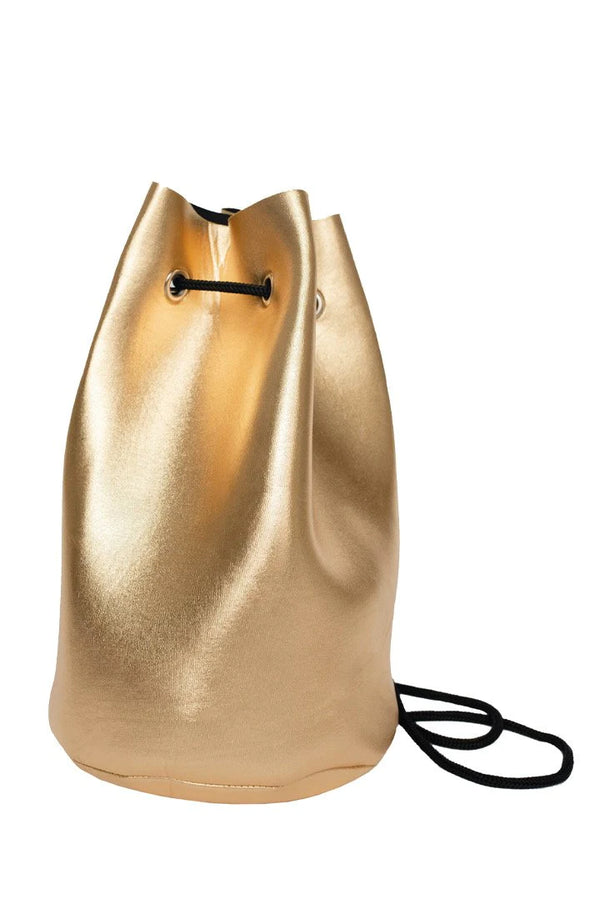Gold Drawstring Bucket Bag